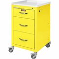 Harloff M-Series 18'' x 18'' x 34 1/2'' 3-Drawer Steel Medical Isolation Cart with Key Lock M3DS1824K03 293M3DS1824K03